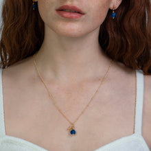 Load image into Gallery viewer, Recycled Glass Sapphire Zodiac Birthstone Necklace (September) (Silver or Gold)