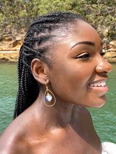 Load image into Gallery viewer, Recycled Glass Teardrop earring - Sky Blue Swirl