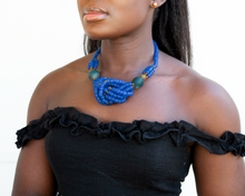 Load image into Gallery viewer, Recycled Glass 'Knot Your Average' necklace - Cobalt