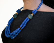 Load image into Gallery viewer, Recycled Glass 'Knot Your Average' necklace - Cobalt