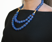 Load image into Gallery viewer, Recycled Glass Medium 'Rise and Shine' necklace - Cobalt