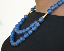 Load image into Gallery viewer, Recycled Glass Medium 'Rise and Shine' necklace - Cobalt