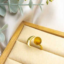 Load image into Gallery viewer, Recycled Glass Moon Ring - Amber