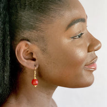 Load image into Gallery viewer, Recycled Glass Swing earring - Red (Silver or Gold)