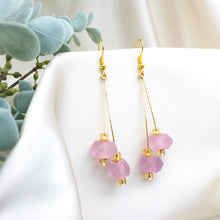 Load image into Gallery viewer, Recycled Glass Double drop earring - Soft Ruby