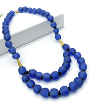 Load image into Gallery viewer, Recycled Glass Medium 'Rise and Shine' necklace - Cobalt