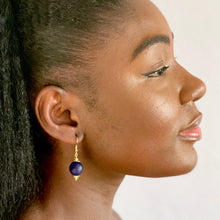 Load image into Gallery viewer, Recycled Glass Swing earring - Navy