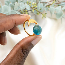 Load image into Gallery viewer, Recycled Glass Moon Ring - Teal
