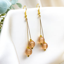 Load image into Gallery viewer, Recycled Glass Double drop earring - Rose Garnet