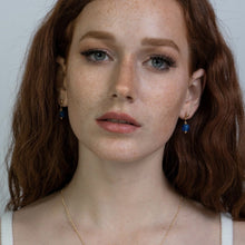 Load image into Gallery viewer, Recycled Glass Sapphire Zodiac Birthstone Earrings (September) (Silver or Gold)