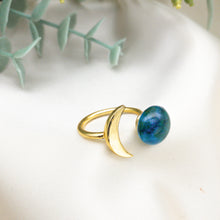 Load image into Gallery viewer, Recycled Glass Moon Ring - Cobalt