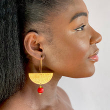 Load image into Gallery viewer, Recycled Glass New Moon earring - Red