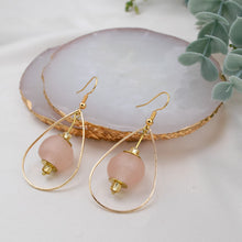 Load image into Gallery viewer, Recycled Glass Teardrop earring - Blush Pink (Silver or Gold)