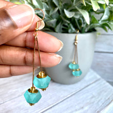 Load image into Gallery viewer, Recycled Glass Double drop earring - Turquoise