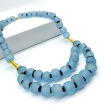 Load image into Gallery viewer, Recycled Glass Medium 'Rise and Shine' necklace - Cyan Blue