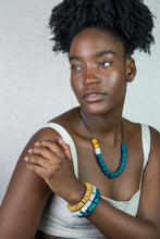 Load image into Gallery viewer, Recycled Glass Triple stack bracelets - Green, White & Yellow