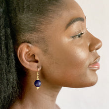 Load image into Gallery viewer, Recycled Glass Swing earring - Navy (Silver or Gold)