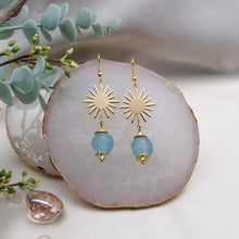 Load image into Gallery viewer, Recycled Glass Radiant earring - Cyan