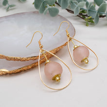 Load image into Gallery viewer, Recycled Glass Teardrop earring - Blush Pink (Silver or Gold)