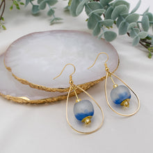 Load image into Gallery viewer, Recycled Glass Teardrop earring - Sky Blue