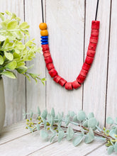 Load image into Gallery viewer, Recycled Glass Colour pop adjustable necklace - Red