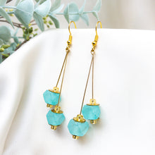 Load image into Gallery viewer, Recycled Glass Double drop earring - Turquoise