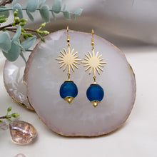 Load image into Gallery viewer, Recycled Glass Radiant earring - Cobalt