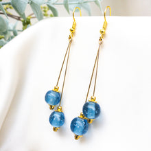 Load image into Gallery viewer, Recycled Glass Double drop earring - Blue Topaz