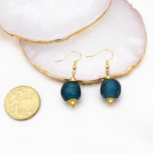 Load image into Gallery viewer, Recycled Glass Swing earring - Teal (Silver or Gold)