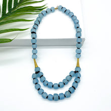 Load image into Gallery viewer, Recycled Glass Medium 'Rise and Shine' necklace - Cyan Blue