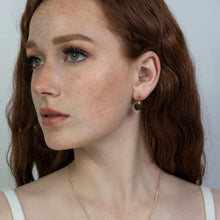 Load image into Gallery viewer, Recycled Glass Brown Garnet Zodiac Birthstone Earrings (January) (Silver or Gold)