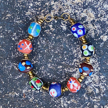 Load image into Gallery viewer, Recycled Glass Round Hand Painted Bracelet