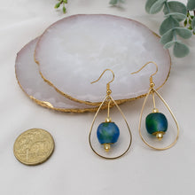 Load image into Gallery viewer, Recycled Glass Teardrop earring - Ocean