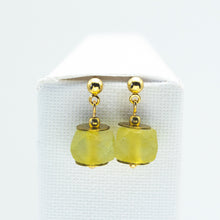 Load image into Gallery viewer, Recycled Glass Yellow Diamond Zodiac Birthstone Earrings (April)