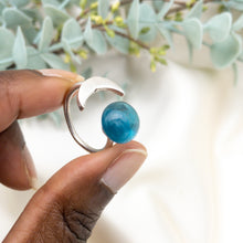 Load image into Gallery viewer, Recycled Glass Moon Ring - Teal