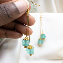 Load image into Gallery viewer, Recycled Glass Double drop earring - Alexandrite