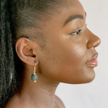 Load image into Gallery viewer, Recycled Glass Swing earring - Teal (Silver or Gold)
