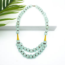 Load image into Gallery viewer, Recycled Glass Medium &#39;Rise and Shine&#39; necklace - Ice Blue
