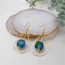 Load image into Gallery viewer, Recycled Glass Teardrop earring - Ocean