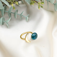 Load image into Gallery viewer, Recycled Glass Moon Ring - Teal