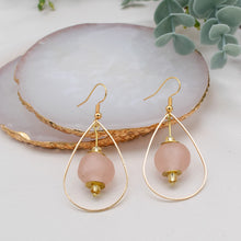 Load image into Gallery viewer, Recycled Glass Teardrop earring - Blush Pink