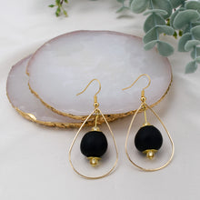 Load image into Gallery viewer, Recycled Glass Teardrop earring - Black