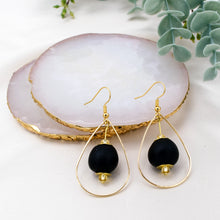 Load image into Gallery viewer, Recycled Glass Teardrop earring - Black (Silver or Gold)