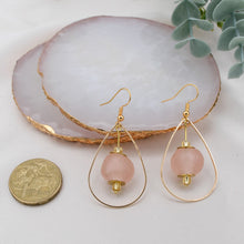 Load image into Gallery viewer, Recycled Glass Teardrop earring - Blush Pink