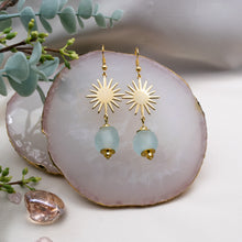 Load image into Gallery viewer, Recycled Glass Radiant earring - Ice Blue