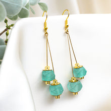Load image into Gallery viewer, Recycled Glass Double drop earring - Alexandrite