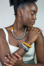 Load image into Gallery viewer, Recycled Glass Hand painted triple stack bracelets - Black & White