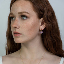 Load image into Gallery viewer, Recycled Glass Amethyst Zodiac Birthstone Earrings (February) (Silver or Gold)
