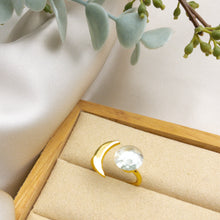 Load image into Gallery viewer, Recycled Glass Moon Ring - Crystal