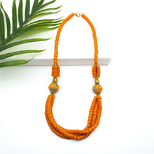 Load image into Gallery viewer, Recycled Glass 'Knot Your Average' necklace - Orange